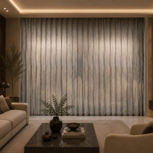 پرده تور افکت‌دار با بافت متوسط